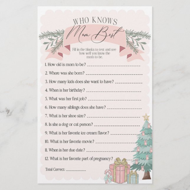 pink nutcracker who knows mom best baby shower gam (Front)