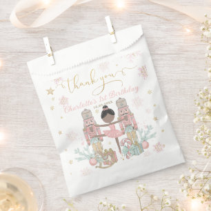 Pink Nutcracker Winter Onederland 1st Birthday Favor Bag