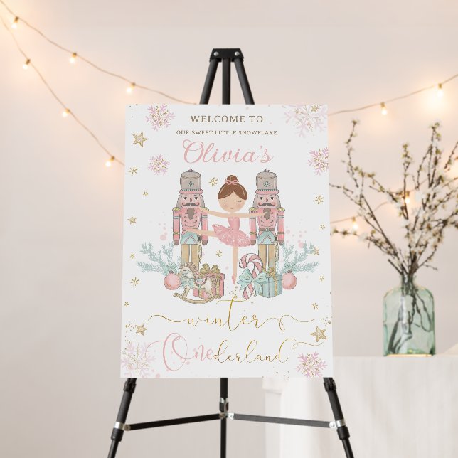 Pink Nutcracker Winter Onederland 1st Birthday  Foam Board (In Situ (Stand))