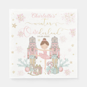 Pink Nutcracker Winter Onederland 1st Birthday Napkins