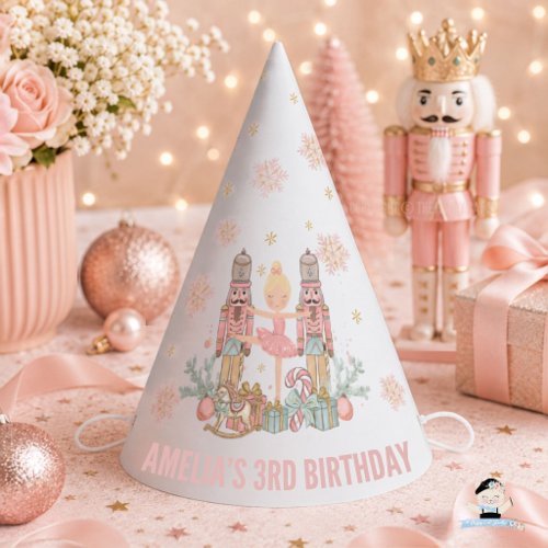 Pink Nutcracker Winter Wonderland 1st 2nd Birthday Party Hat