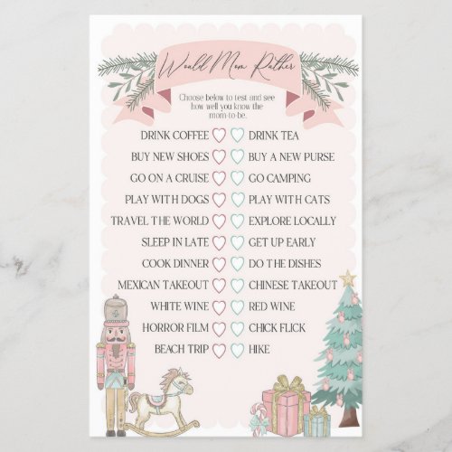 pink nutcracker would mom rather baby shower game