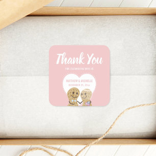 Pink Nuts About Each Other Cute Wedding Thank You Square Sticker