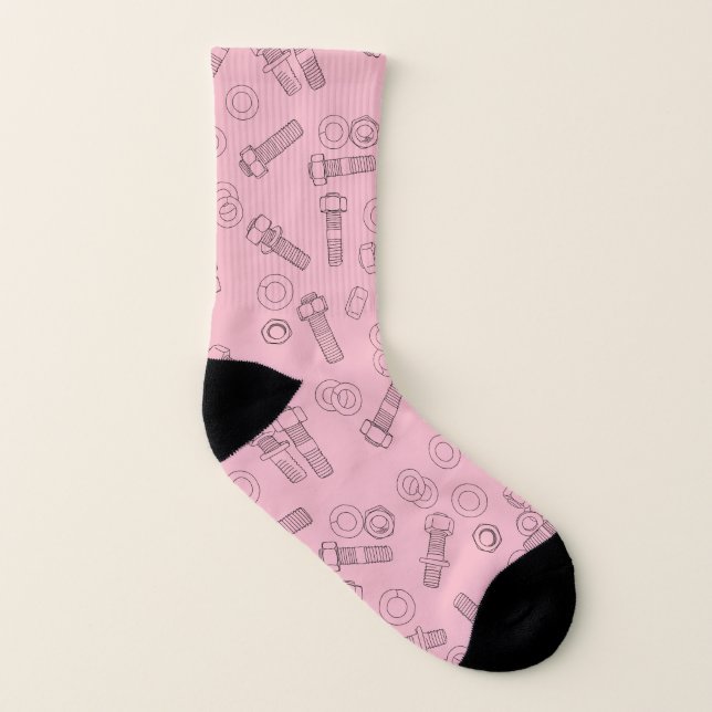 Pink nuts and bolts socks (Left Inside)