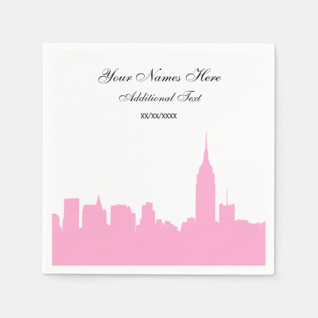 Pink NYC Skyline Silhouette, ESB Napkins (Front)