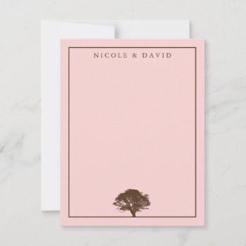 Pink Oak Tree Personalized Couple Thank You Note Invitation by FidesDesign at Zazzle