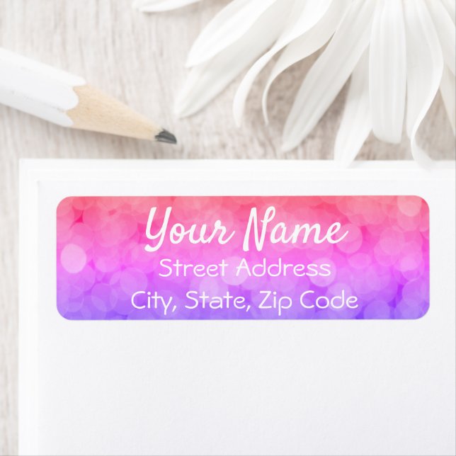 Pink Obmré Bokeh Return Address Labels (Insitu)