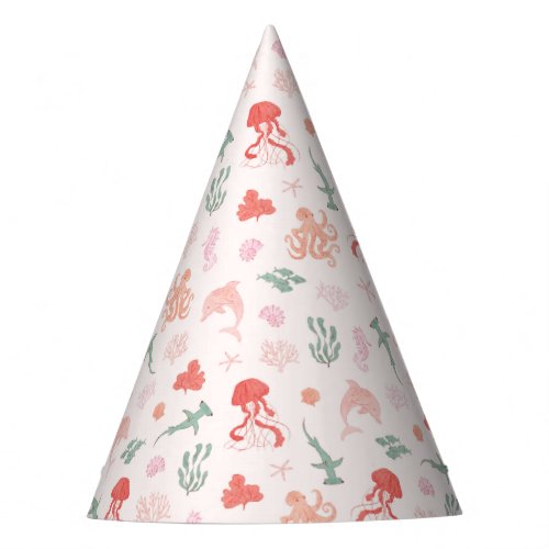Pink Ocean Animals Birthday Party Hat
