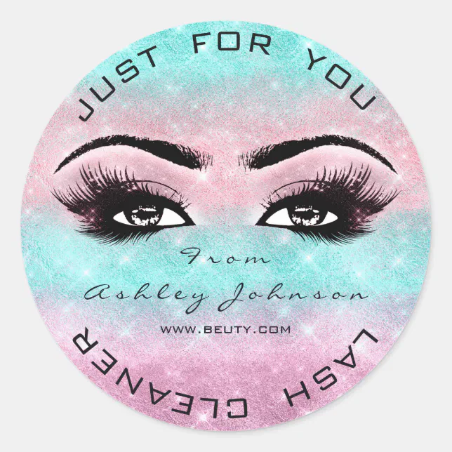 Pink Ocean Beauty Glitter Lashes Makeup Cleaner Classic Round Sticker Zazzle 4529