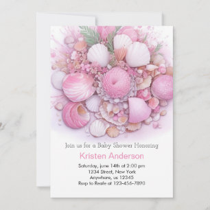 Pink Ocean Blissful Boho Girl Baby Shower Invitation