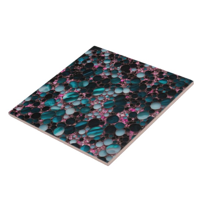 Pink Ocean Blue Gold Marble Modern Collection Ceramic Tile (Side)