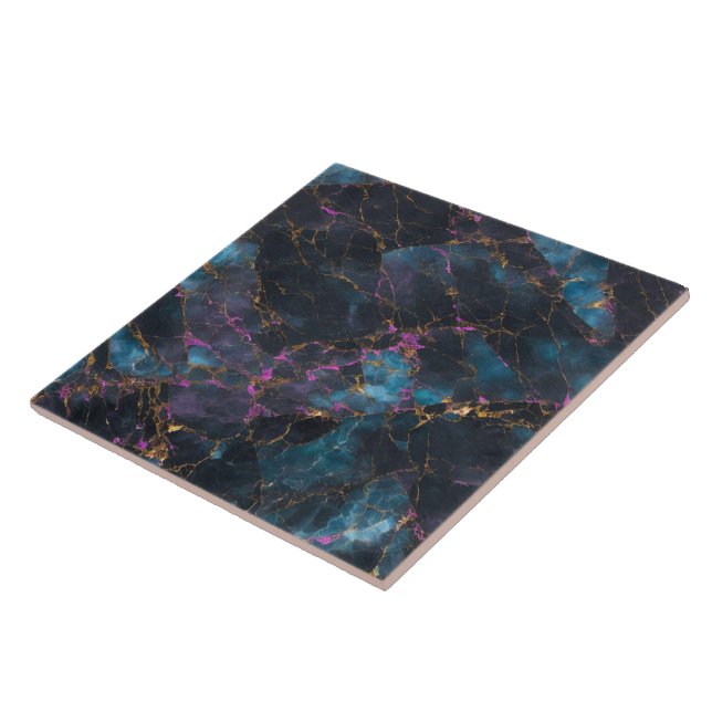 Pink Ocean Blue Gold Marble Popular Collection Ceramic Tile (Side)