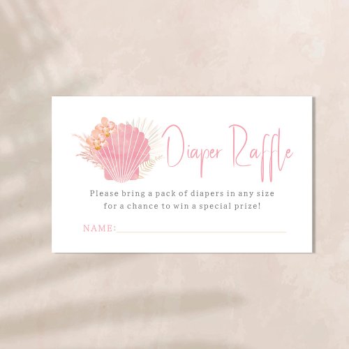 Pink Ocean Boho Girl Baby Shower Diaper Raffle Enclosure Card