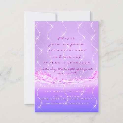 Pink Ocean Bridal Sweet 16th Spark Confetti Waves Invitation