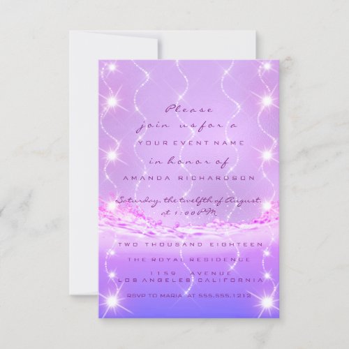 Pink Ocean Bridal Sweet 16th Spark Stars Waves Invitation