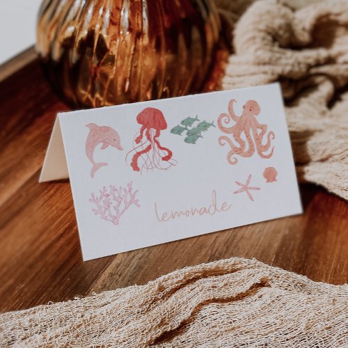 Pink Ocean Party Food Label Place Card