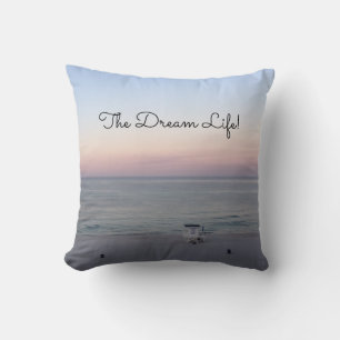 Pink Ocean Sunrise Dream Life Throw Pillow