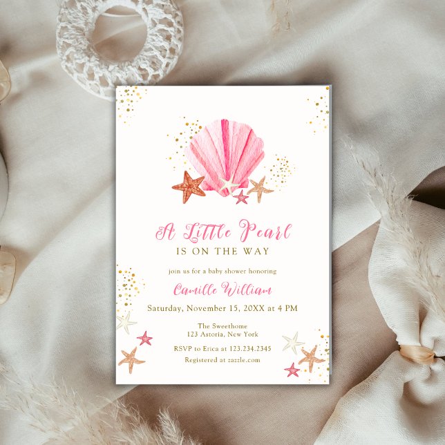 Pink Ocean Under The Sea Seashell Baby Shower  Invitation (Pink Ocean Under The Sea Seashell Baby Shower Invitation)