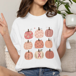 Pink October Breast Cancer Awareness Pink Pumpkin T-Shirt