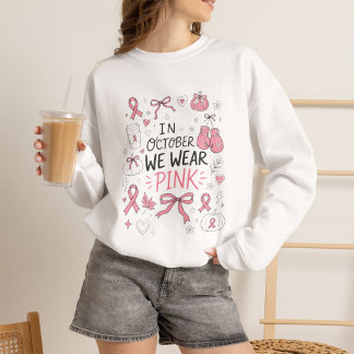 Pink October Fall Breast Cancer Awareness Pink Sweatshirt