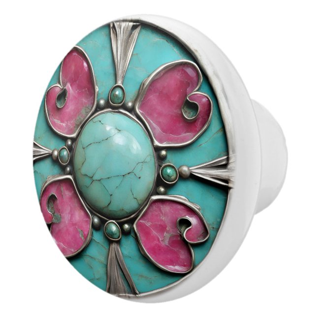 Pink October Tourmaline Birth Stone Ceramic Knob (Right)