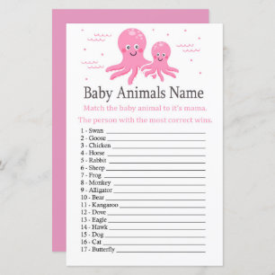 Pink Octopus Baby Animals Name Game