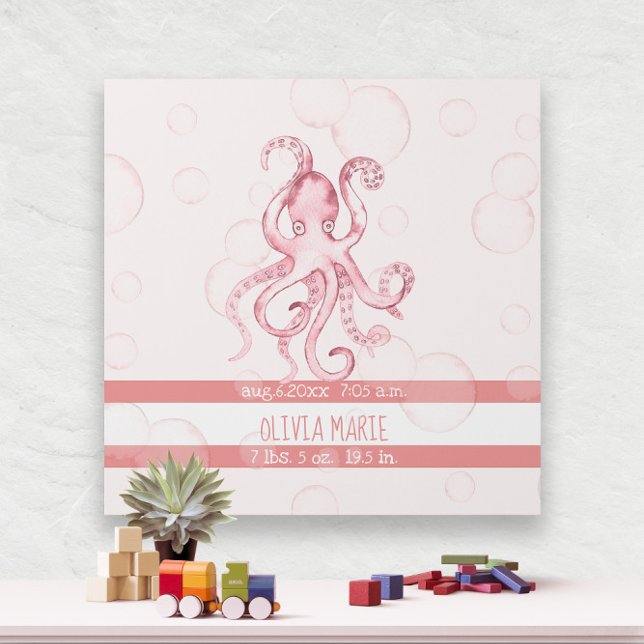 Pink Octopus Baby Girl Nautical Nursery Gallery Wrap (Pink Octopus Baby Girl Nautical Nursery Gallery Wrap
)