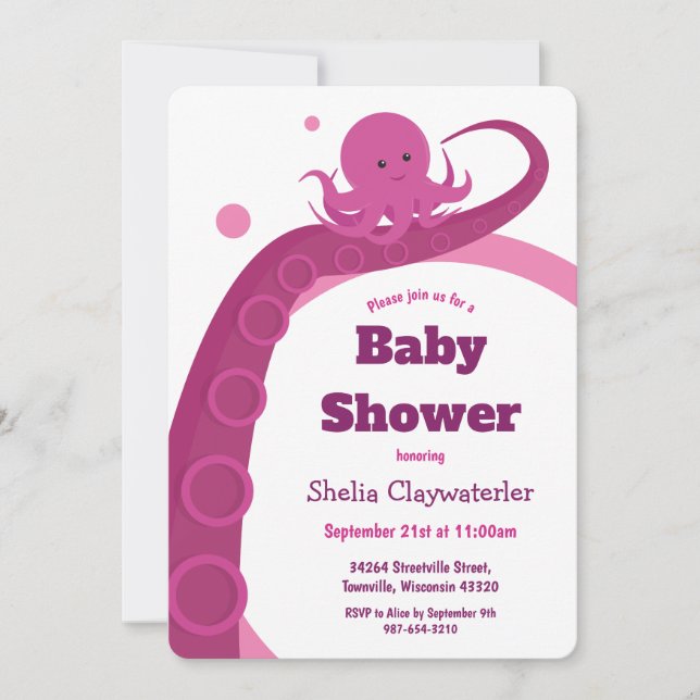 Pink Octopus | Baby Shower Invitation (Front)