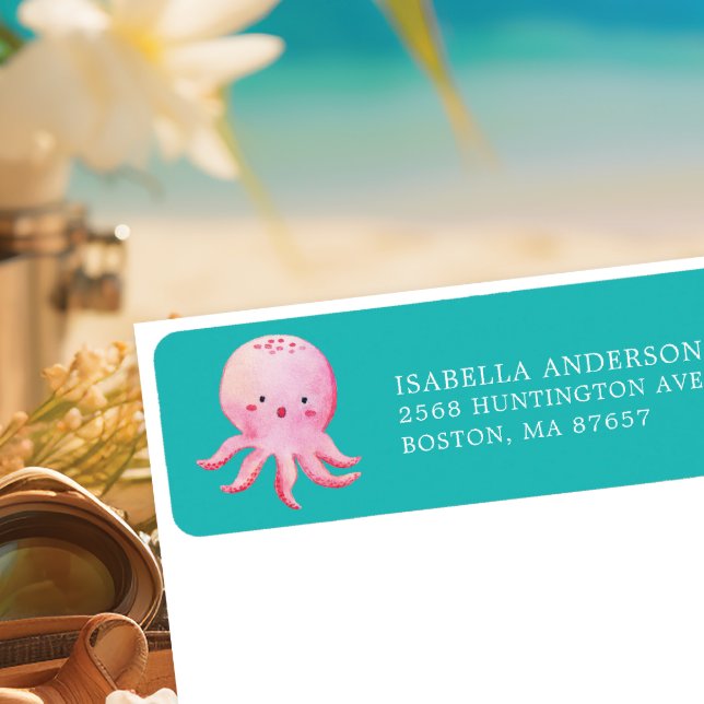 Pink Octopus Baby Shower Label (Creator Uploaded)