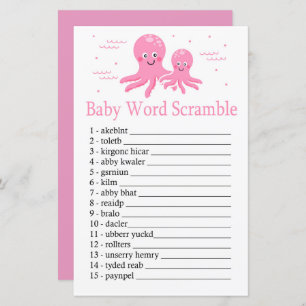 Pink Octopus Baby word scramble game
