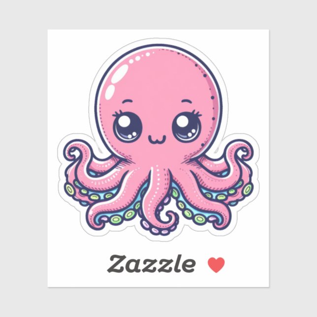 Pink Octopus Custom-Cut Vinyl Stickers (Sheet)