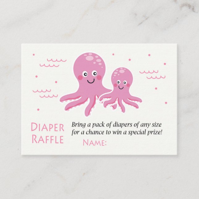 Pink Octopus Diaper Raffle Tickets (Front)