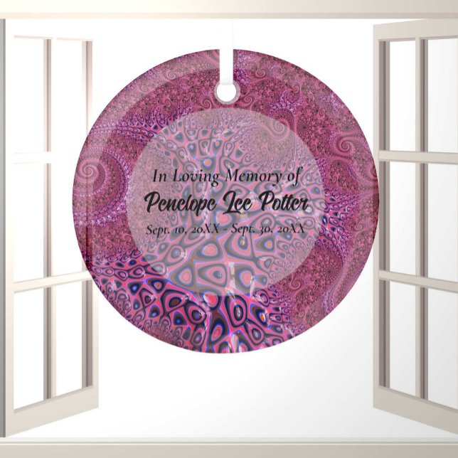 Pink Octopus Fractal Memorial Suncatcher  Glass Ornament (Creator Uploaded)