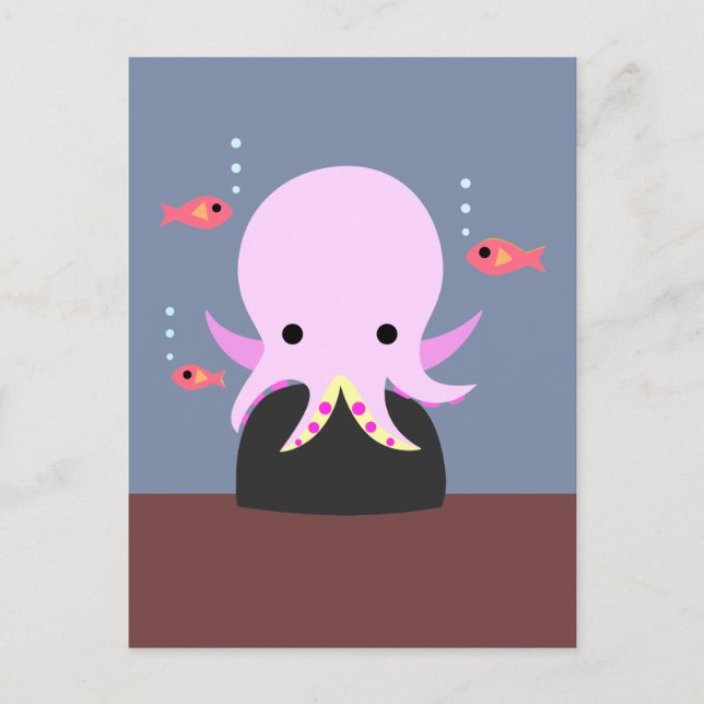 Pink Octopus Postcard (Front)