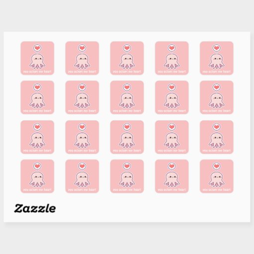 Pink Octopus Square Sticker | Zazzle