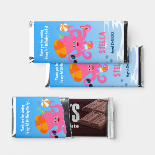 Pink octopus summer baby girl Birthday Party Hershey Bar Favors