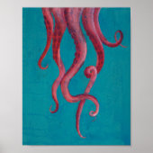 Pink Octopus Tentacles Acrylic Painting Poster | Zazzle