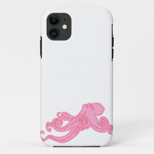 Pink octopus vintage kawaii nautical drawing iPhone 11 case
