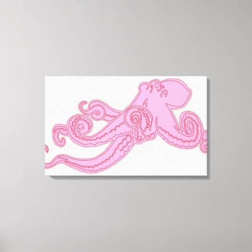 Pink octopus vintage kraken nautical pink cute canvas print