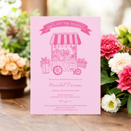 Pink Off the market scribbles bridal shower Invitation