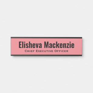 Pink Office Door Name Plate Sign