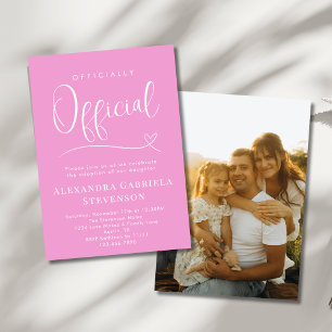 Pink Officially Official Adoption Day Party Photo Invitation
