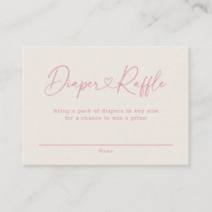 Pink Oh Baby Heart Calligraphy Diaper Raffle Enclosure Card