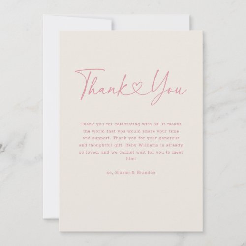 Pink Oh Baby Heart Calligraphy Simple Baby Shower