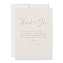 Pink Oh Baby Heart Calligraphy Simple Baby Shower Thank You Card