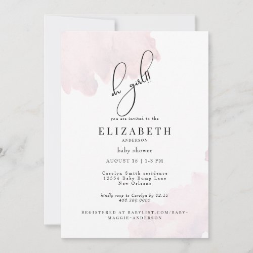 Pink Oh Girl Baby Shower Invitation