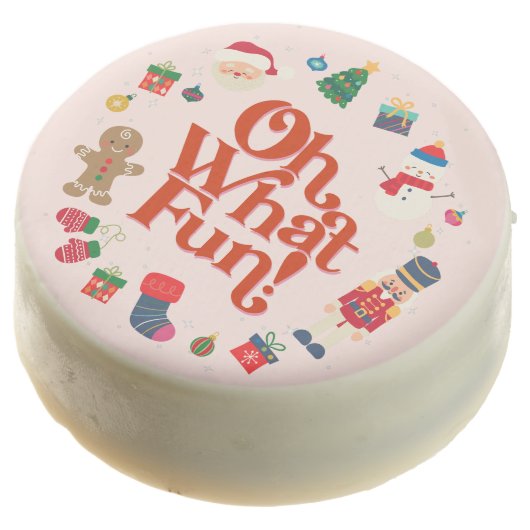 Pink Oh What Fun Christmas Birthday Dessert Favors (Angled)