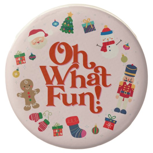 Pink Oh What Fun Christmas Birthday Dessert Favors (Front)