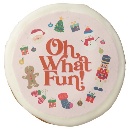 Pink Oh What Fun Christmas Birthday Dessert Favors Sugar Cookie