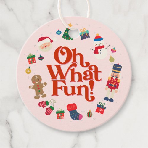 Pink Oh What Fun Christmas Birthday Favor Tag
